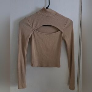 (NWT) Forever 21 Tan Ribbed Cutout Crop Top